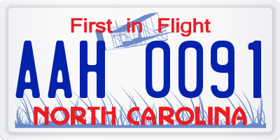 NC license plate AAH0091