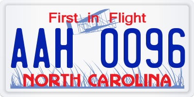 NC license plate AAH0096
