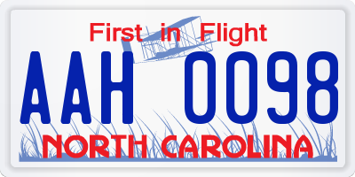 NC license plate AAH0098