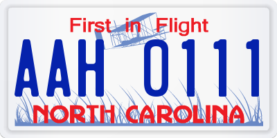 NC license plate AAH0111