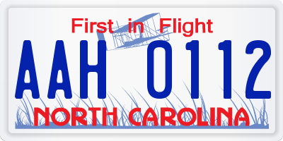 NC license plate AAH0112