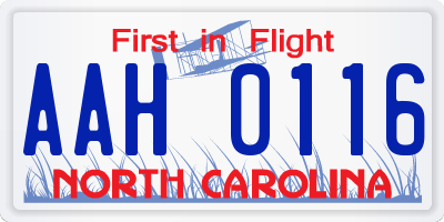 NC license plate AAH0116