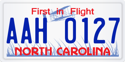 NC license plate AAH0127