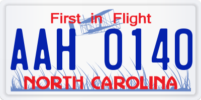 NC license plate AAH0140