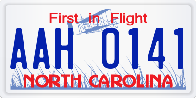 NC license plate AAH0141