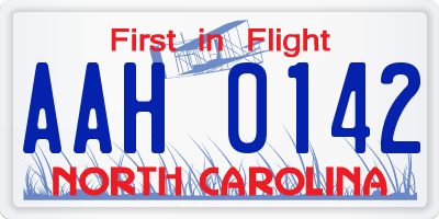 NC license plate AAH0142