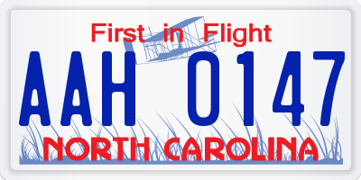 NC license plate AAH0147