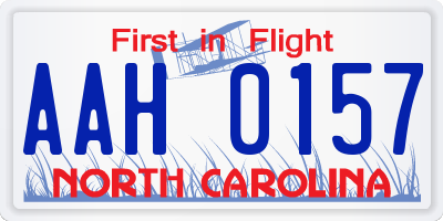 NC license plate AAH0157