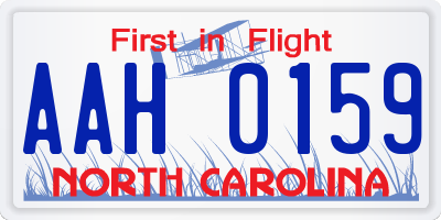 NC license plate AAH0159