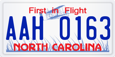 NC license plate AAH0163