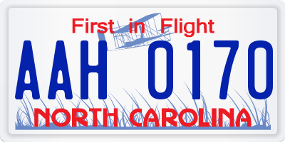 NC license plate AAH0170