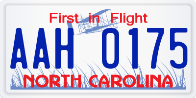 NC license plate AAH0175