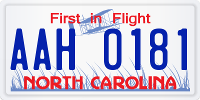 NC license plate AAH0181