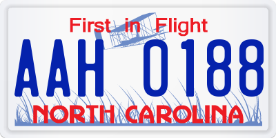 NC license plate AAH0188