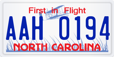 NC license plate AAH0194