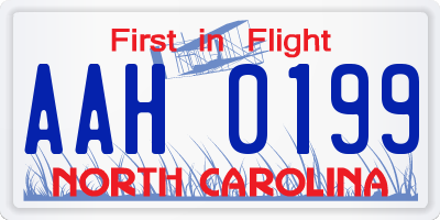 NC license plate AAH0199
