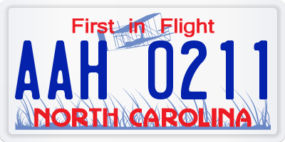 NC license plate AAH0211
