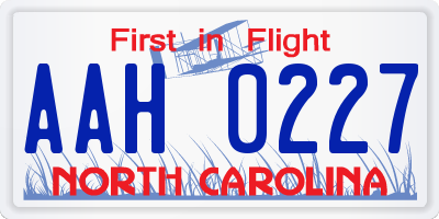NC license plate AAH0227