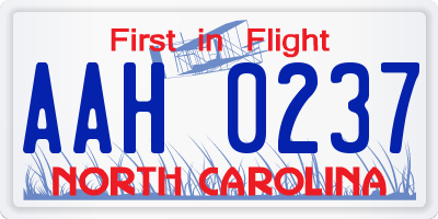 NC license plate AAH0237