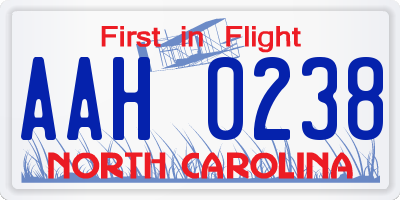 NC license plate AAH0238