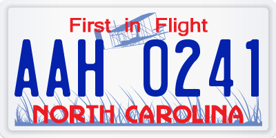 NC license plate AAH0241