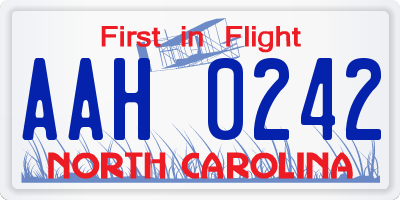 NC license plate AAH0242