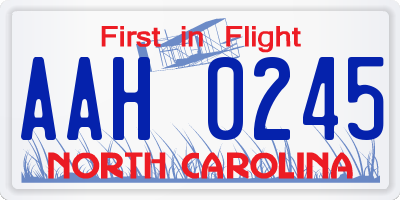 NC license plate AAH0245
