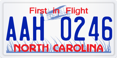 NC license plate AAH0246