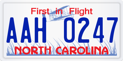 NC license plate AAH0247