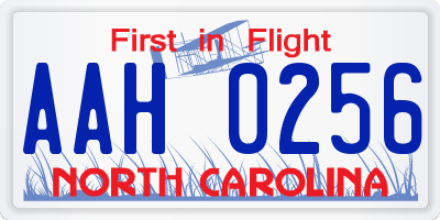 NC license plate AAH0256
