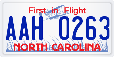 NC license plate AAH0263
