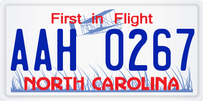 NC license plate AAH0267
