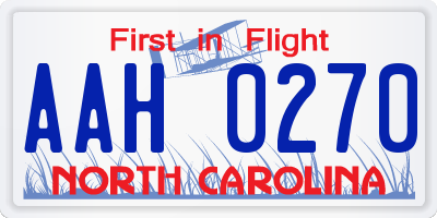 NC license plate AAH0270