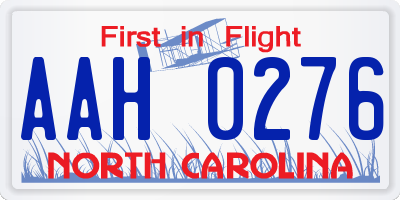 NC license plate AAH0276