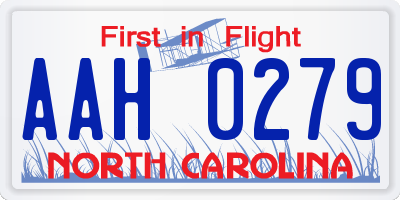 NC license plate AAH0279
