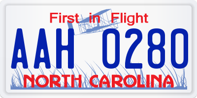 NC license plate AAH0280