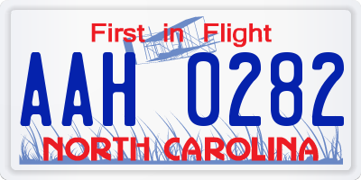 NC license plate AAH0282
