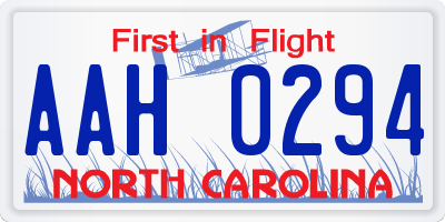 NC license plate AAH0294