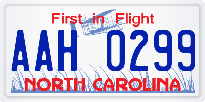 NC license plate AAH0299