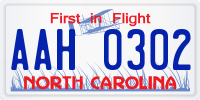 NC license plate AAH0302