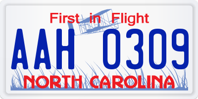 NC license plate AAH0309