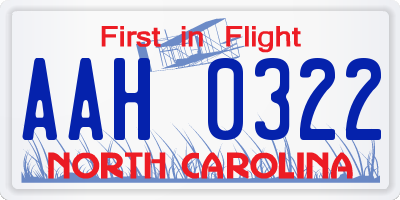NC license plate AAH0322