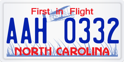 NC license plate AAH0332