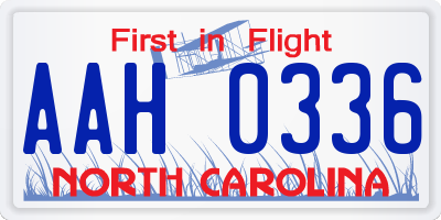 NC license plate AAH0336