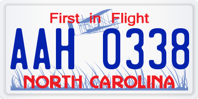 NC license plate AAH0338