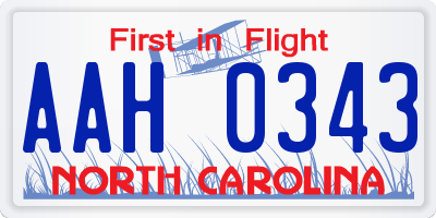 NC license plate AAH0343