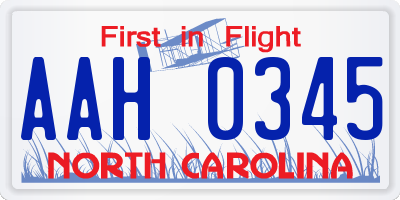 NC license plate AAH0345