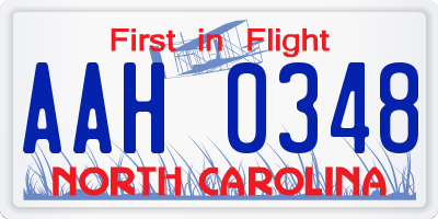 NC license plate AAH0348