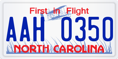 NC license plate AAH0350