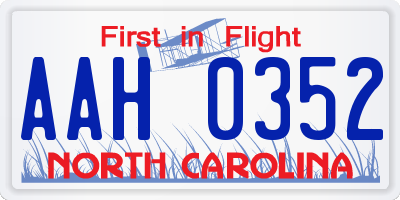 NC license plate AAH0352